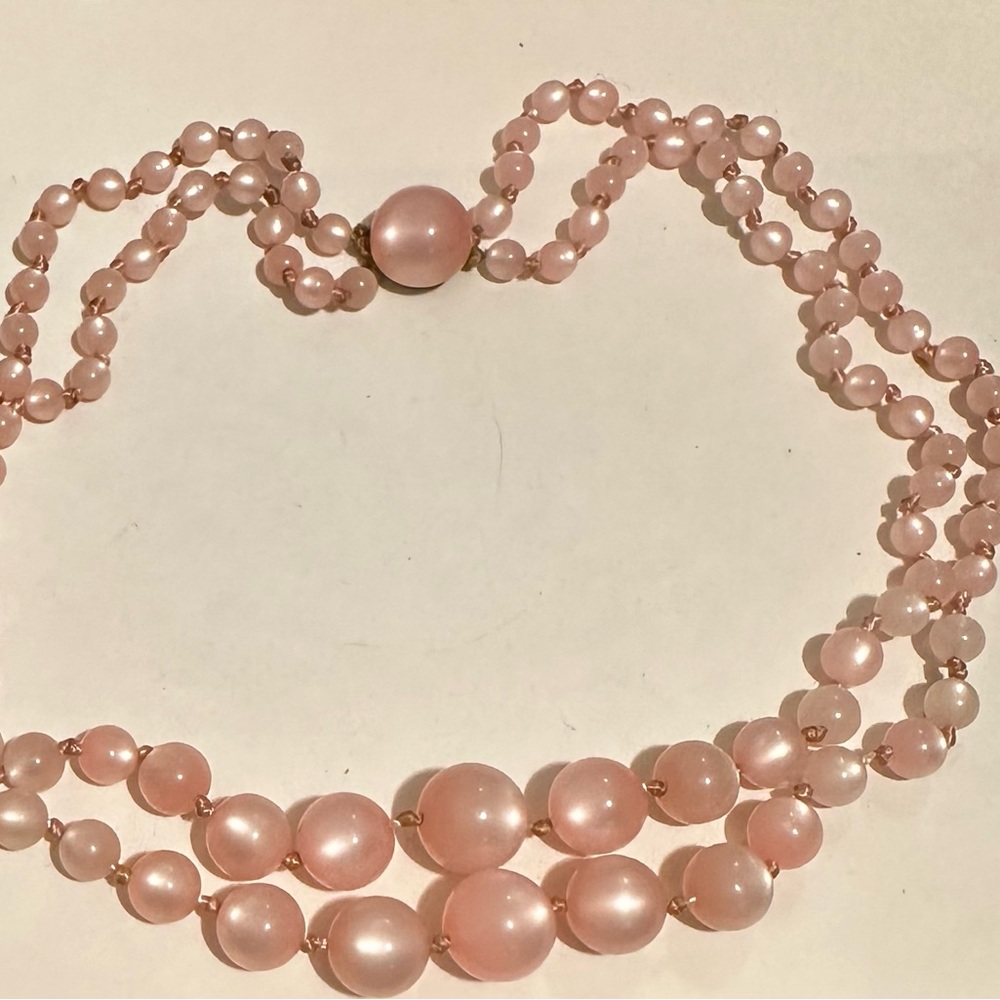Vintage 1950s pink moon glow necklace